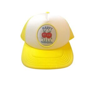 American Eagle "Happy Thoughts Cherry Patch Yellow Trucker Snapback Hat Adult